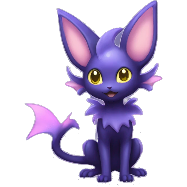 Shiny Cute Kawaii Ethereal Dark Noibat-Delcatty-Espeon-fusion-hybrid full body emoji