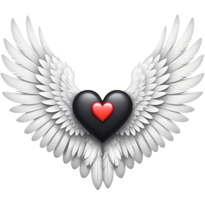 One black wing, and one white wing with a heart in the middle emoji