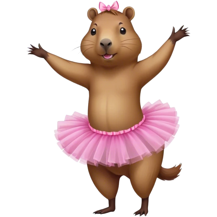 Capybara wearing a tutu while doing a pirouette￼￼ emoji
