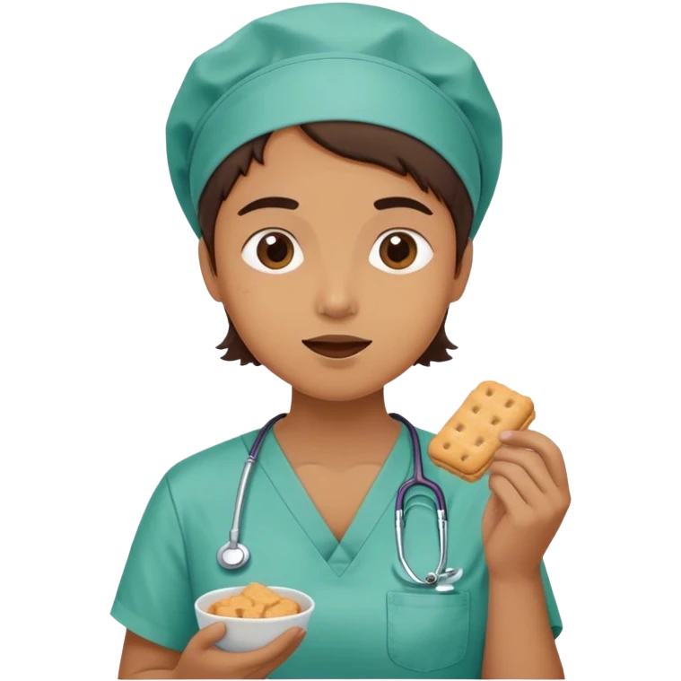Southern biscuit food. Wearing scrubs emoji