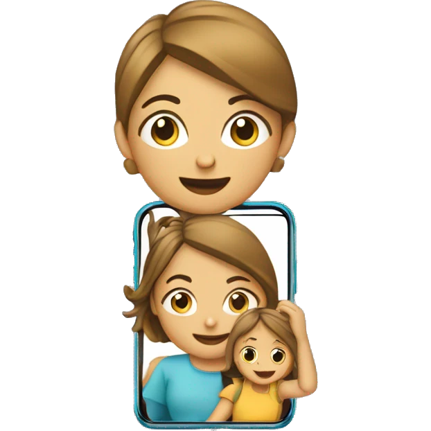 mom check where her kid are by smart phone, simple like a logo of an app emoji
