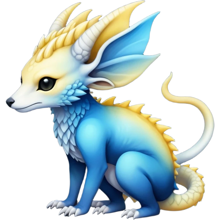  Cool Edgy blue-yellow-black-gradient ethereal badass Fionbri-Vernid-Trico-animal-creature full body  emoji