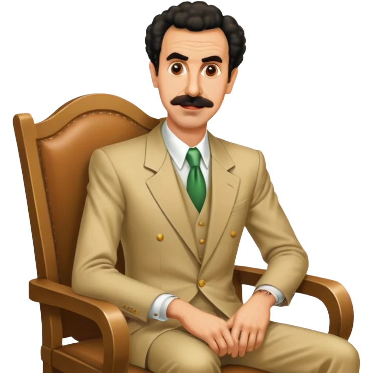 Borat sitting on dining chair emoji