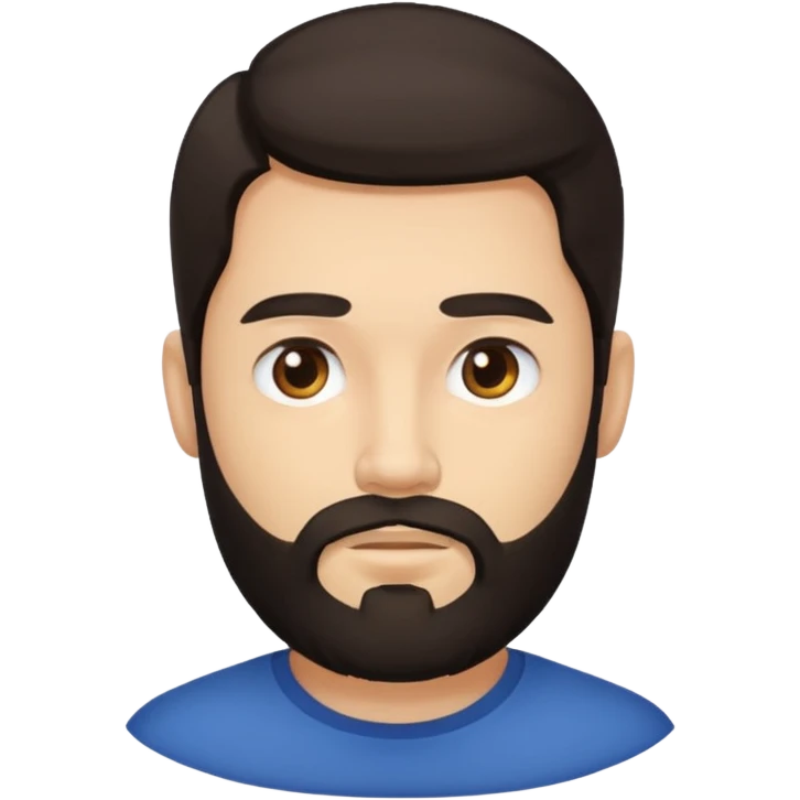 head only of a man with dark long hair and a beard, round face emoji