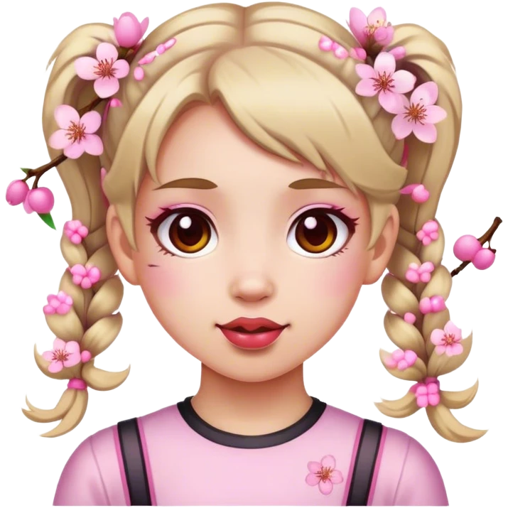 Girl with cherry blossoms on her pigtails emoji