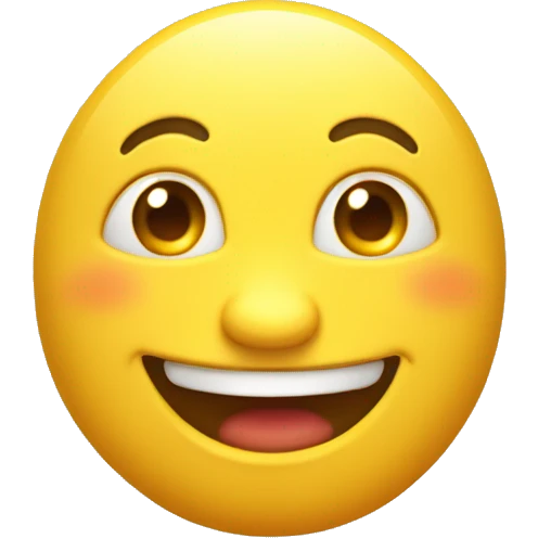  A cheerful, round yellow face with lifelike skin texture. Its large, slightly squinted eyes are sparkling with joy, and a wide, gentle smile radiates warmth. emoji