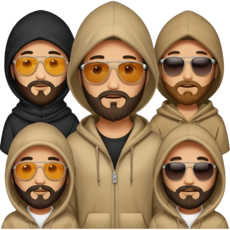 hooded people with beared with sunglasses emoji