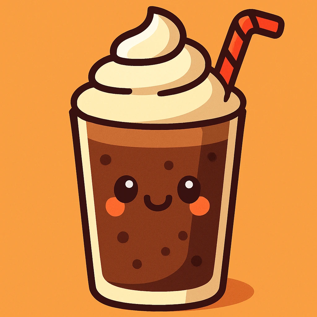 a chocolate milkshake, cartoon style emoji