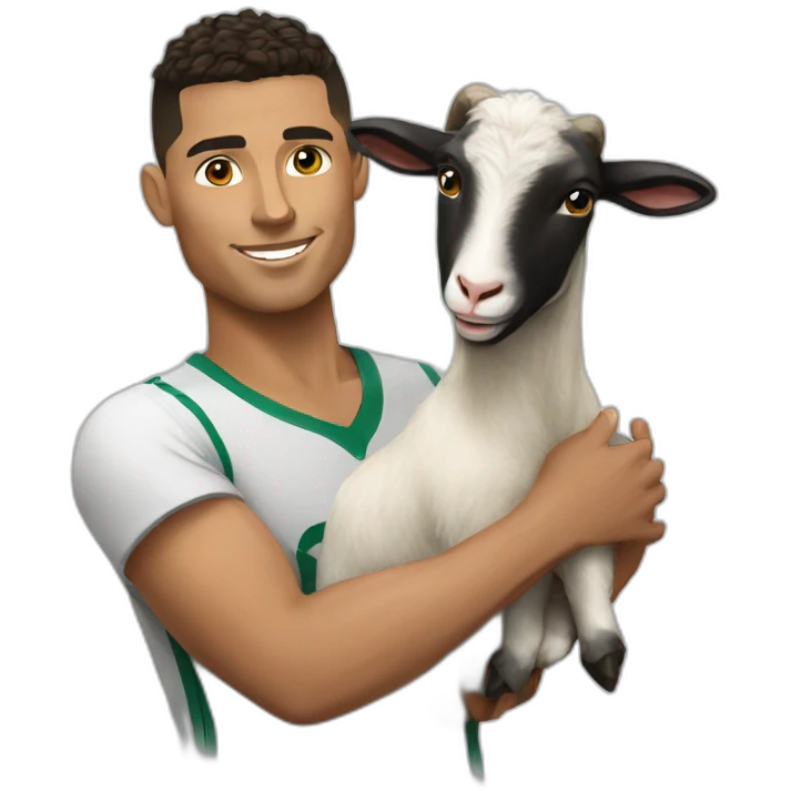Ronaldo holding a goat emoji