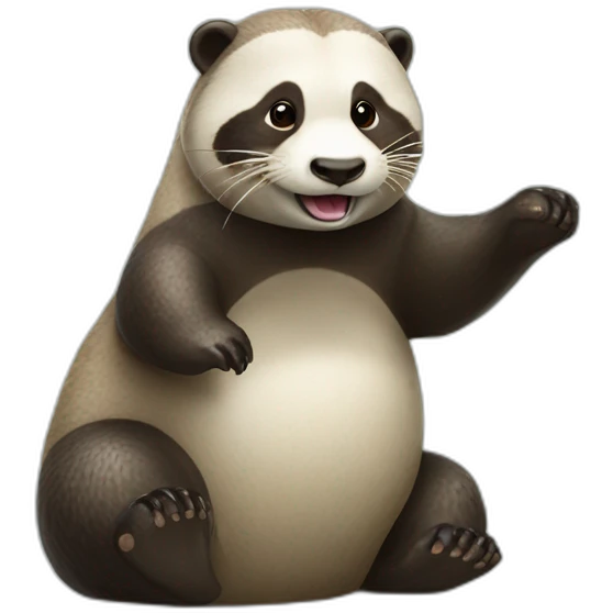 Loutre sur un panda emoji
