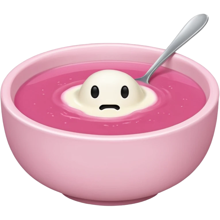 A bowl of pink soup from Lithuania with no face emoji