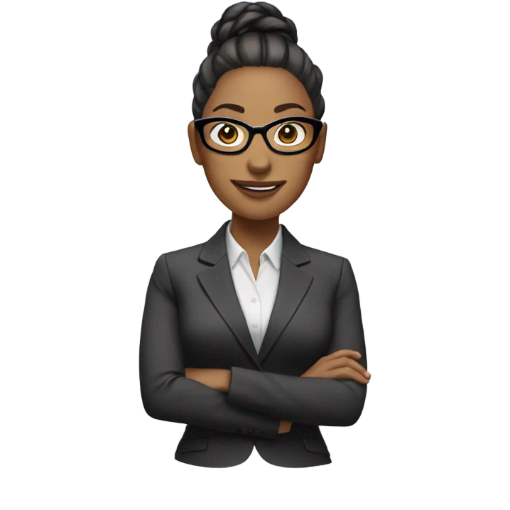 woman with glasses in a suit and a ponytail emoji