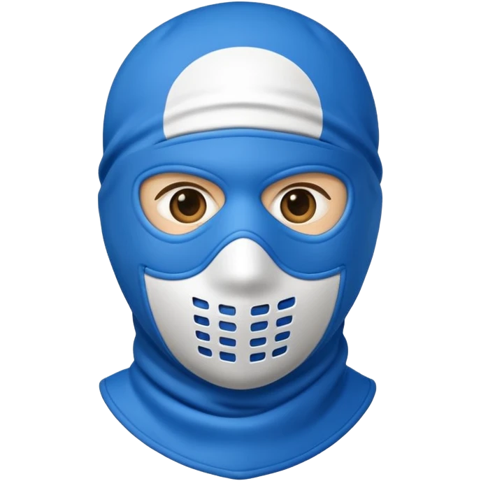 ski mask blue and white on half  emoji