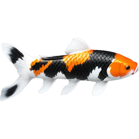 Black + Orange + White realistic koi fish, top view  emoji