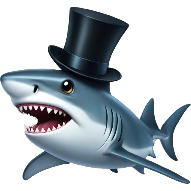 Shark with a top hat emoji