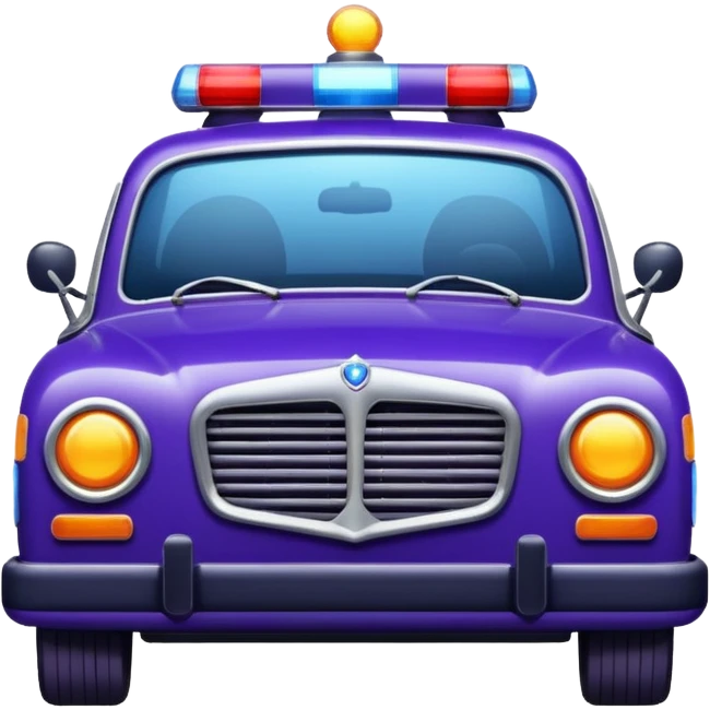 Car police flashing light in dark purple and dark blue tones. The style is realistic, a little vintage emoji