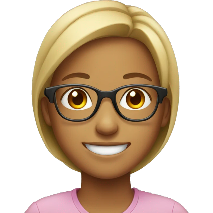 smiling girl with glasses on her head emoji