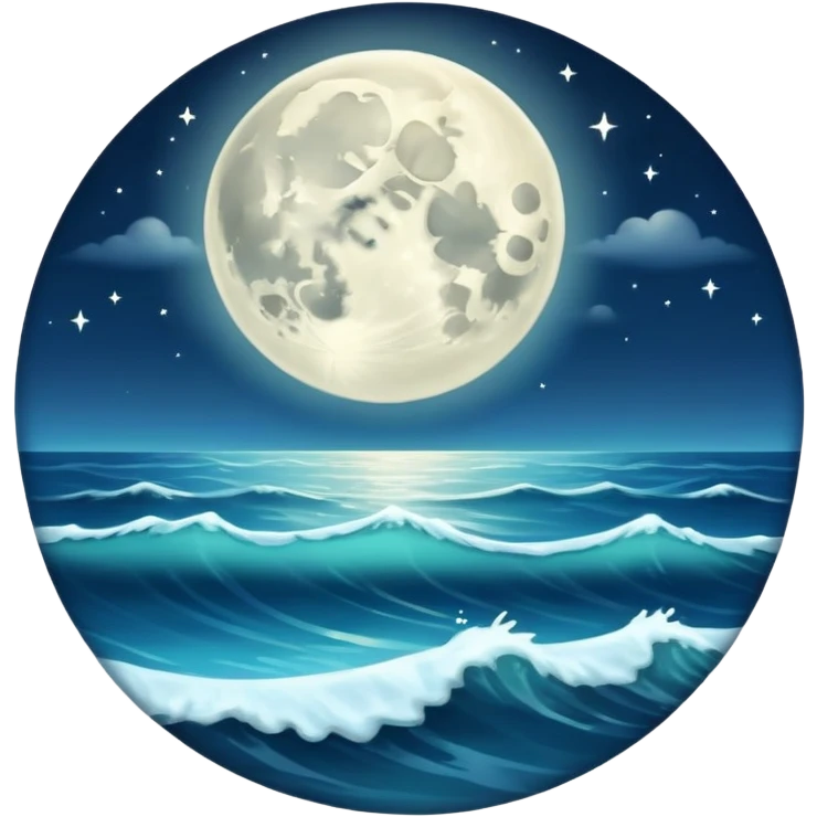 Moon over ocean  emoji