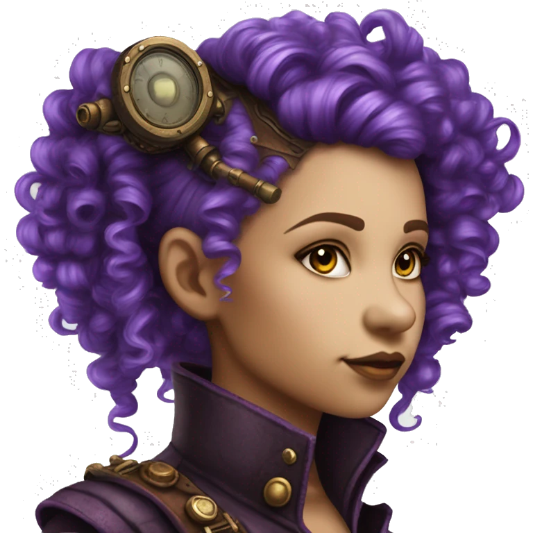 Photorealistic steampunk profile mohawkpurple  curl Caucasia girl emoji