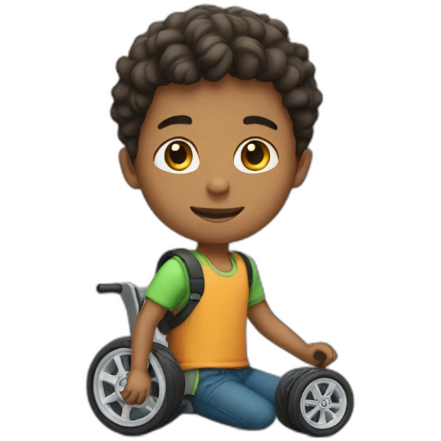 Boy wearing wheels  emoji