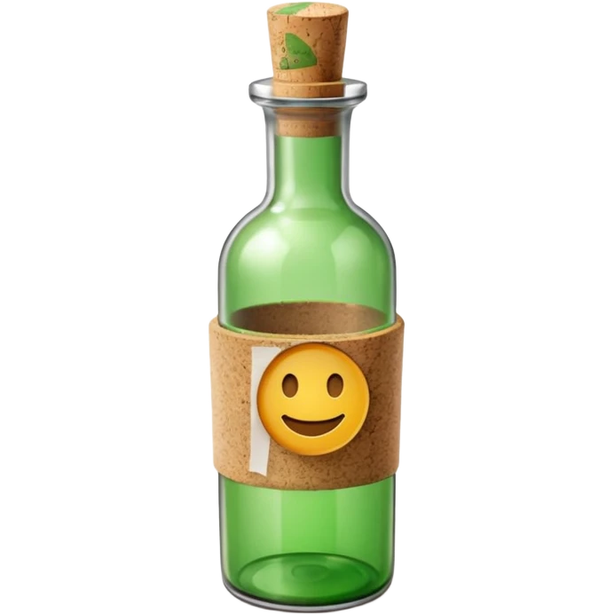 message round bottle with paper inside green emoji