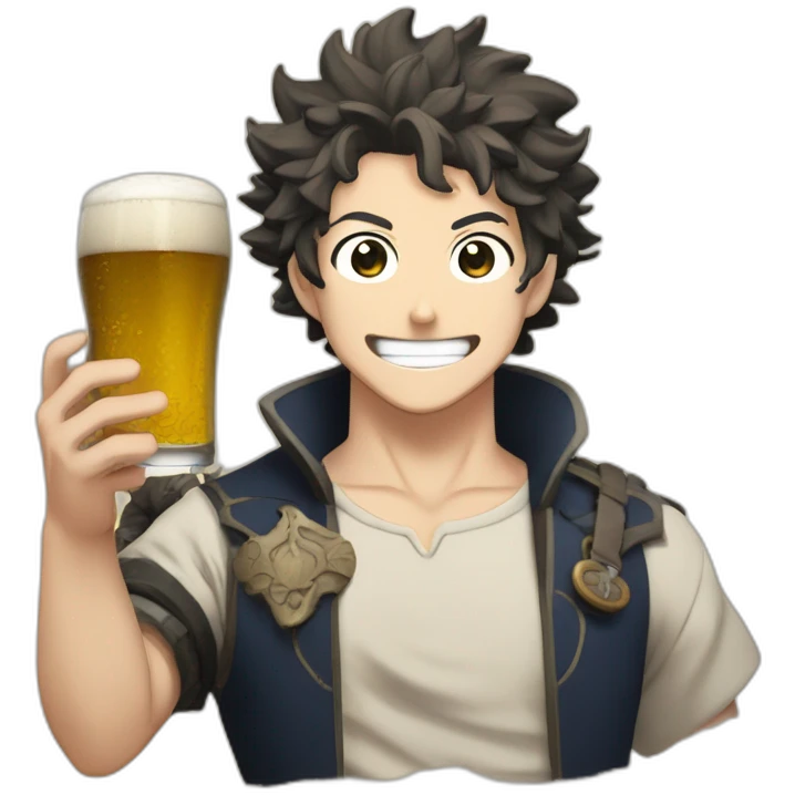 Asta de black clover qui bois une bière emoji