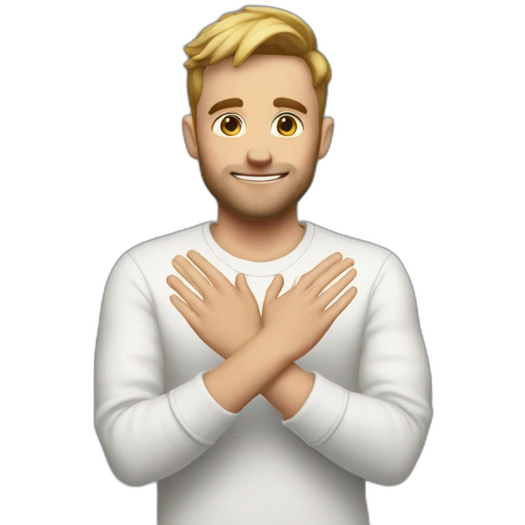 Squeezie crossing hands emoji