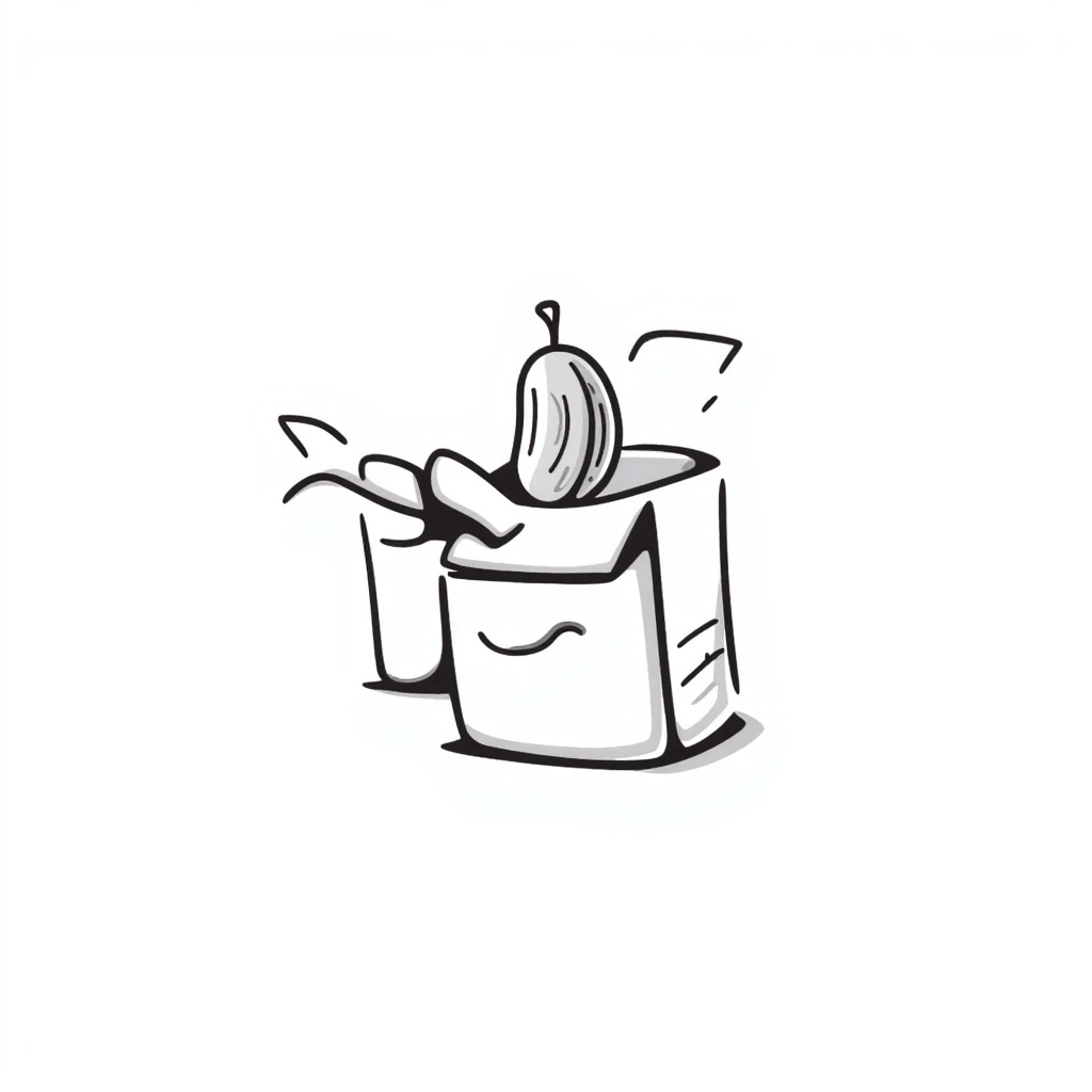 a box with a vegetable, hand-drawn doodle style emoji