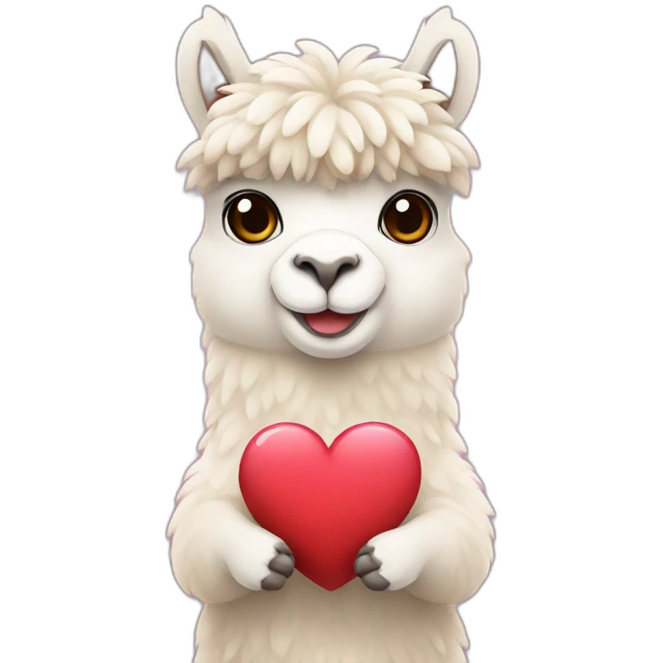 alpaca holding a heart emoji