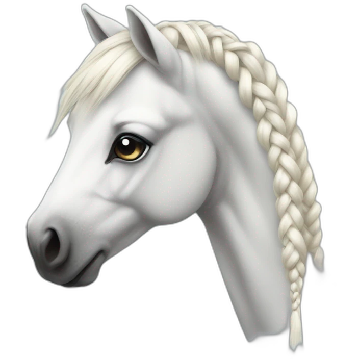 Realistic white pony with a braids emoji