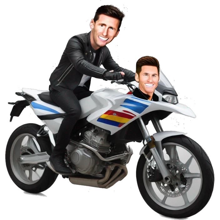 Messi sur une moto avec  Cristiano Ronaldo  emoji