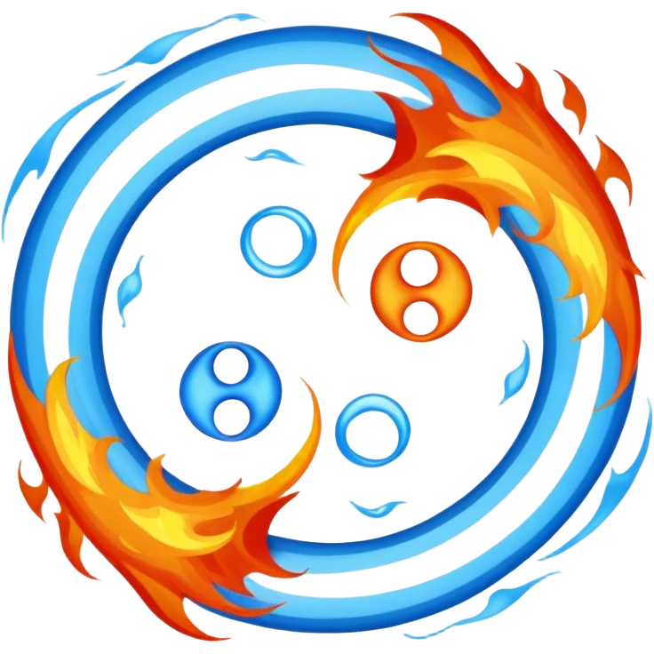 The fire and water emojis are in the form of the yin-yan symbol in front of a completely black background. let the background be black emoji