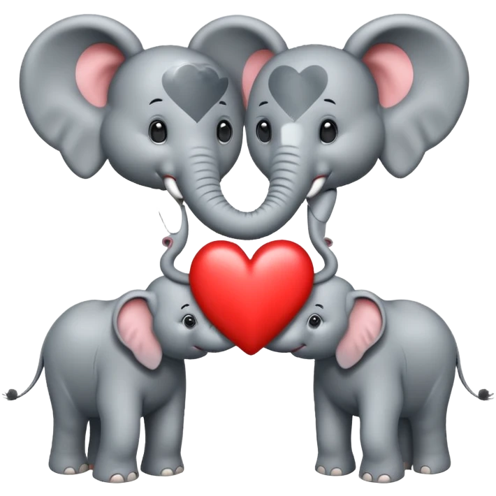 Two elephants with heart emoji