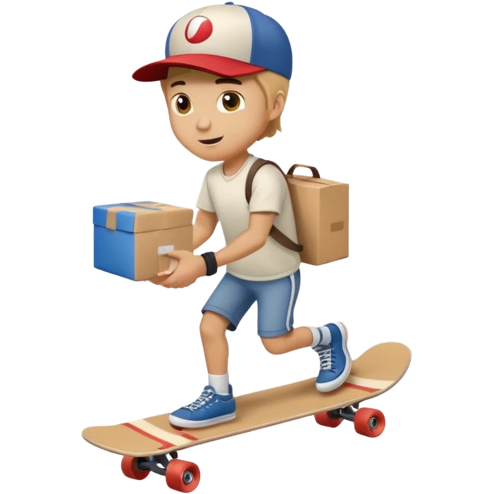 Man delivers package on skateboard  emoji