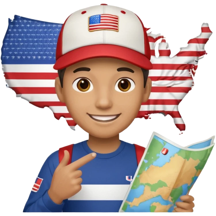 boy tour guide in USA,  emoji