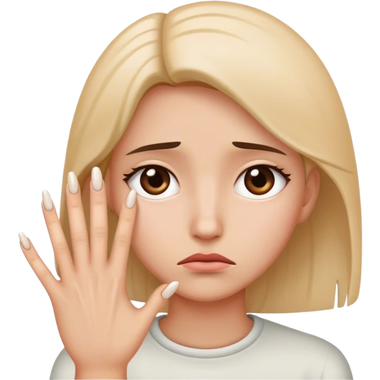 Sad face with long nail  emoji