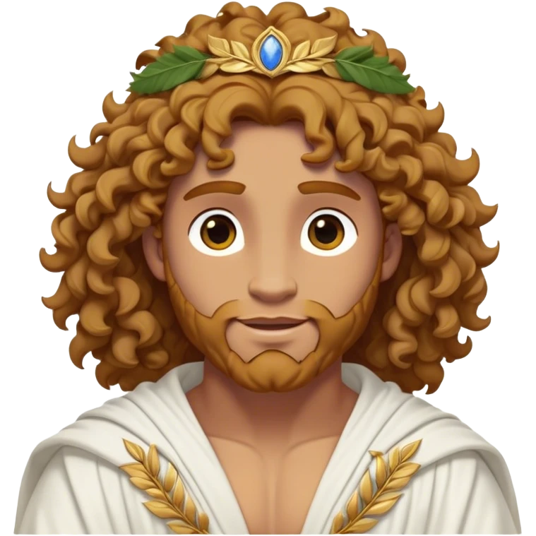 Cinematic Realistic Hercules Portrait, head tilted playfully and inquisitively, showcasing a blend of legendary power and youthful charm with the refined features of Michelangelo's David. His light tan, sculpted skin and thick, curly, golden brown hair—styled with wild majesty—evoke the spirit of the lion-wrestling Hercules. Clad in a softly draped white robe with subtle golden details and adorned with a Greek laurel wreath, his expressive eyes and warm smile capture an approachable yet formidable hero, bathed in gentle natural lighting. emoji