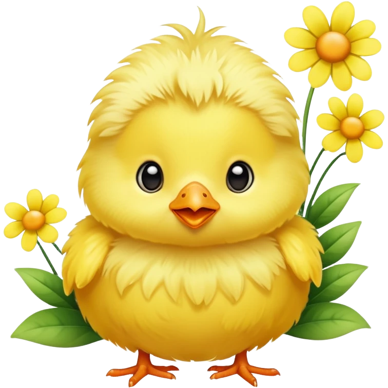 Cute baby chick with flowers emoji
