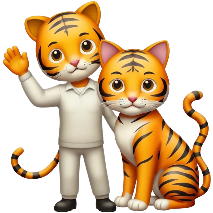 A man who raises both tigers and cats. emoji