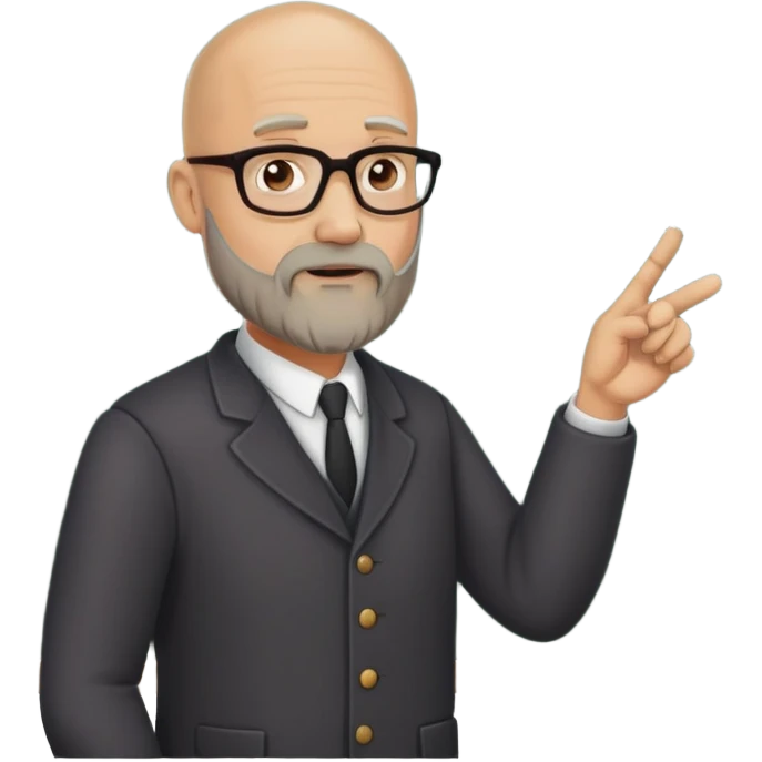 A 50-year-old bald teacher with a beard explains history material at the blackboard emoji