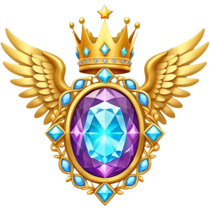 HUGE magic galactic nebula complex gemstone award-in-frame-decorated-with-big-golden-angel--wings and crown emoji