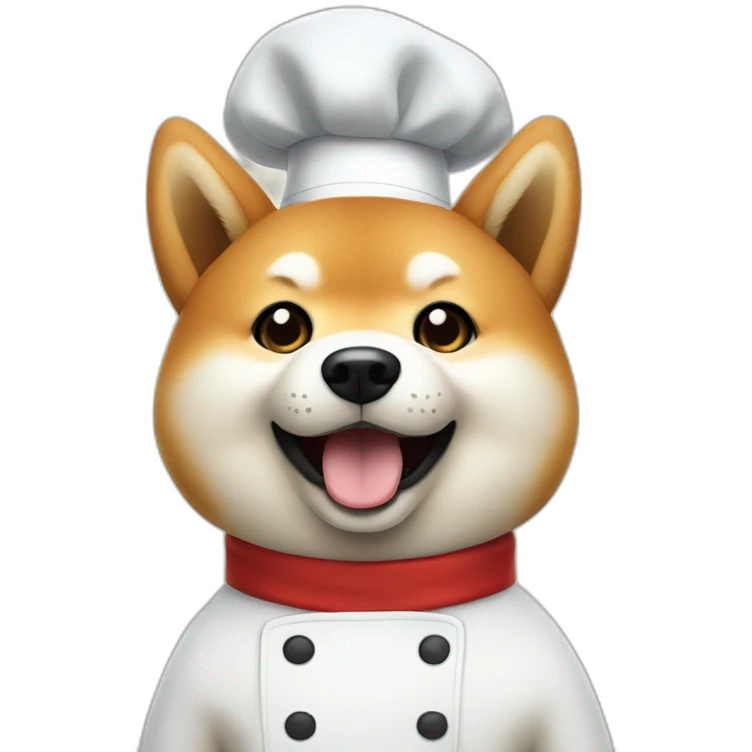 Shiba dog chef with one finger up close to its face asking you to wait emoji