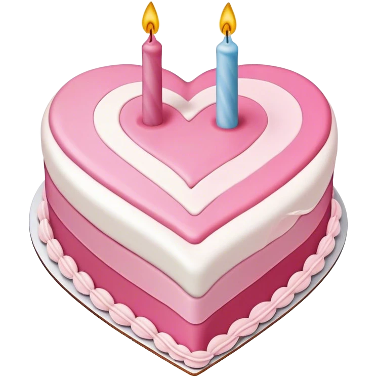 Heart shaped birthday cake of two colors emoji