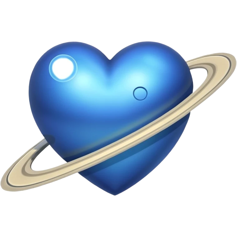 blue heart with planet Saturn emoji