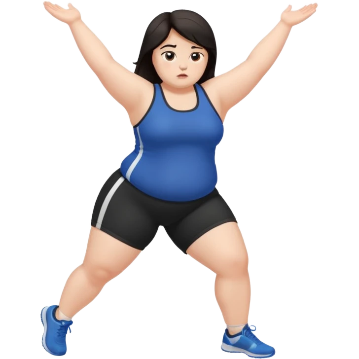 Sad fat girl doing side leg raise dark hair emoji