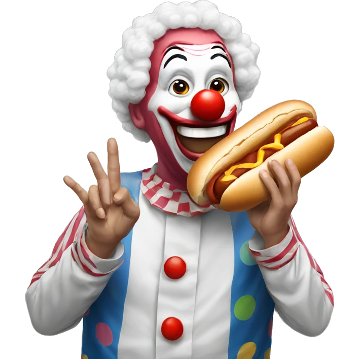 Clown eating a hotdog emoji