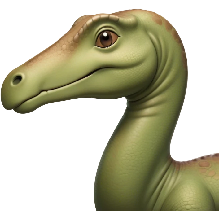Beautiful and Majestic Brontosaurus Portrait Emoji, Head and body rendered in serene repose with a gentle, confident smile, showcasing its enormous, graceful neck and a massive, textured form with eyes softly closed in tranquil repose, Simplified yet exquisitely endearing features, highly detailed, glowing with a soft, drowsy ancient light, high shine, relaxed and utterly majestic, stylized with an air of timeless prehistoric splendor, soft glowing outline, capturing the essence of a beautiful and majestic Brontosaurus that embodies the serene power of the ancient world! emoji