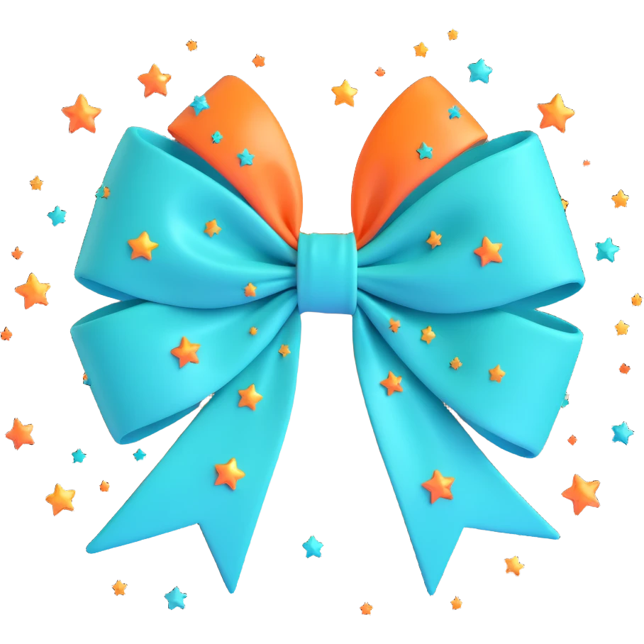 sparkly teal bow with stars emoji
