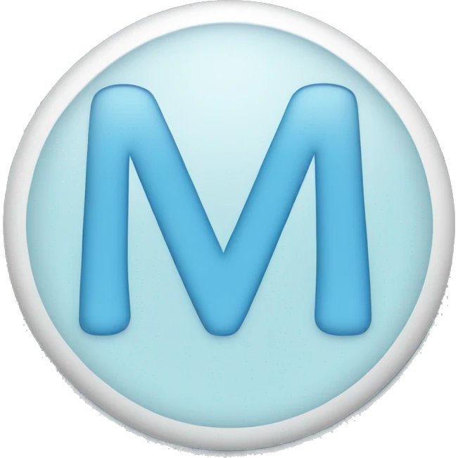 A light blue circle with an M on it  emoji