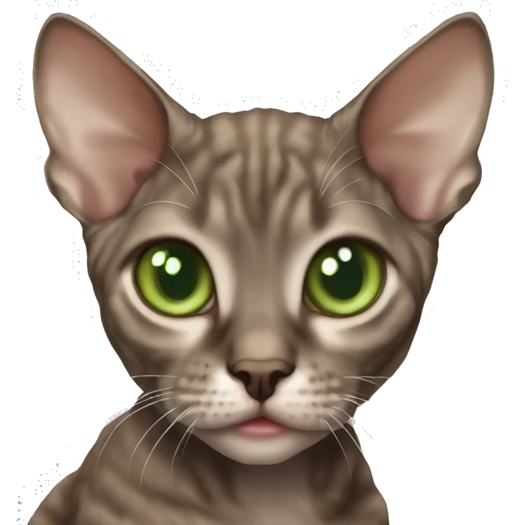 dark brown tabby devon rex green eyes  emoji